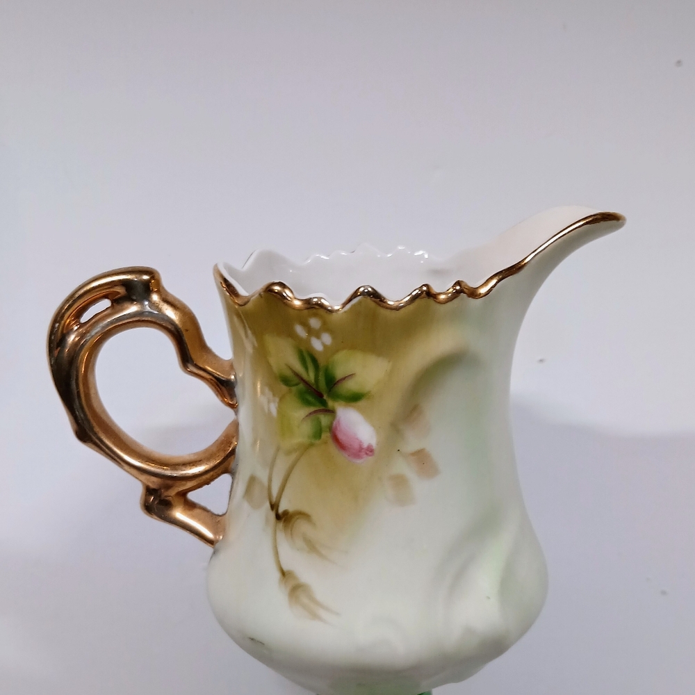 Lefton China Creamer 3 1/2 Inch Heritage Green Rose 3066 VTG - Picture 12 of 16